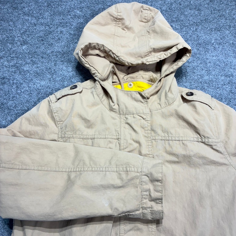 Old Navy Women Khaki Utility Parka Jacket Hooded Large Beige Quilted Lined Coat
